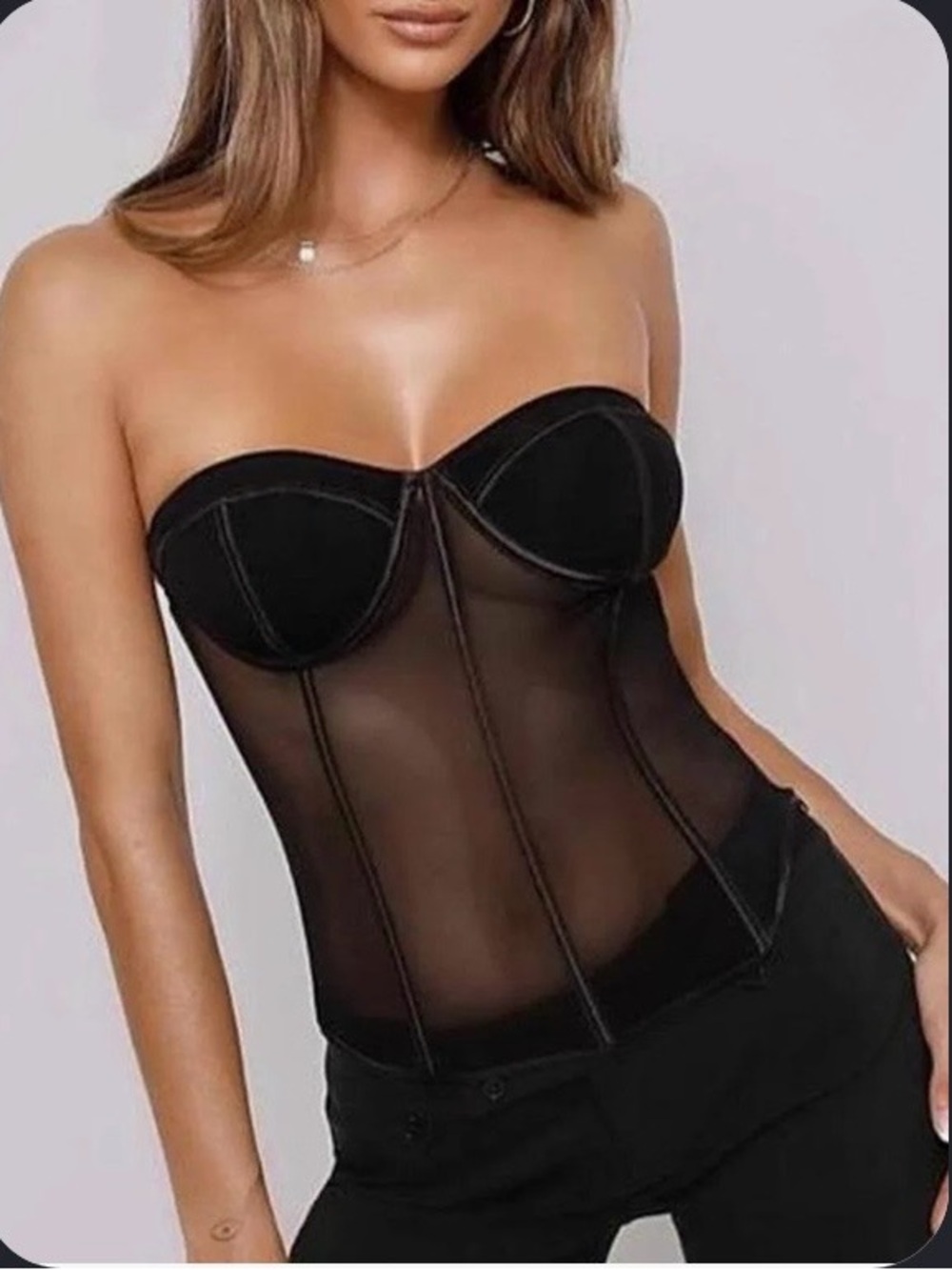 Tiger Mist Black Sheer Strapless Bustier